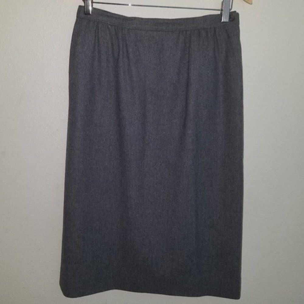 Pendleton Solid Gray Skirt 100% Virgin Wool Midi Size 12